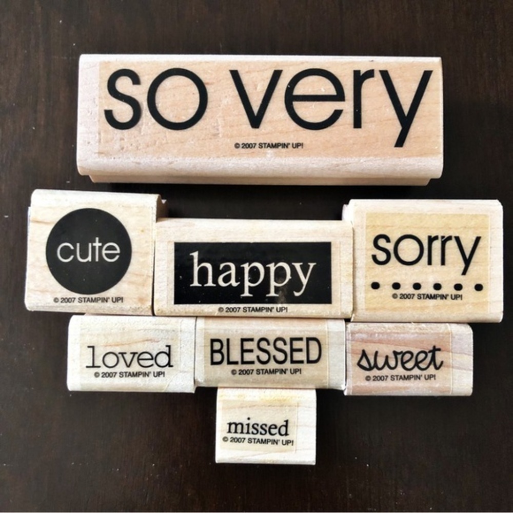 Stampin’ Up! 2007 SO VERY 8-Piece Wood Mounted Rubber Stamps / Retired